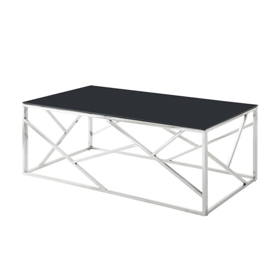 Rectangular Glass Top Coffee Table with Stainless Steel Frame