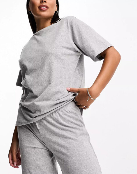 ASOS DESIGN mix & match cotton oversized pyjama tee in grey marl