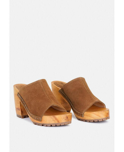 JARRAH Tan Suede Slide Clogs