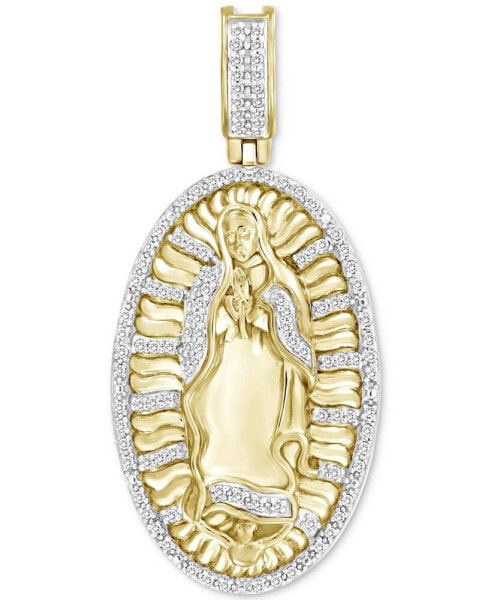 Macy's men's Diamond Mother Mary Medallion Pendant (1/4 ct. t.w.) in 10k Gold