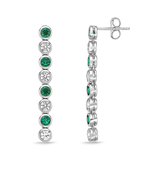 Серьги Macy's Emerald & White Sapphire Bezel