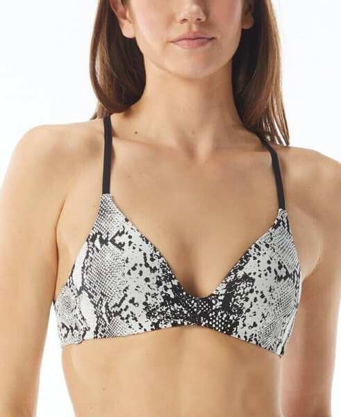 Vince Camuto Women's Printed Strappy-Back Bikini Top (Black Multi, Medium)