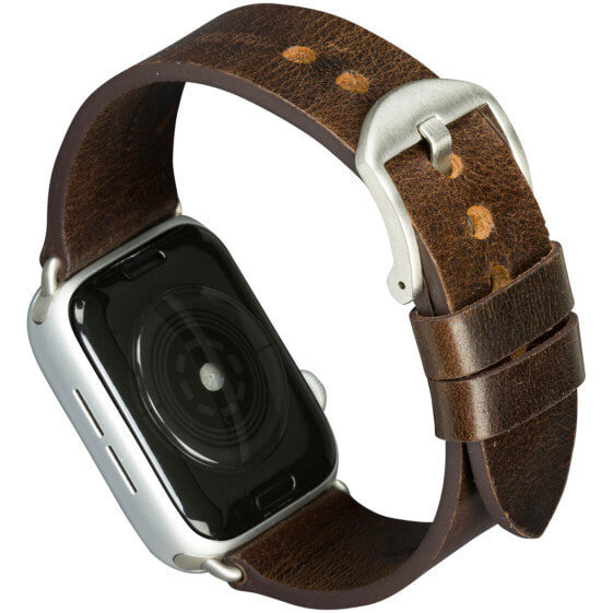 dbramante1928 Bornholm - Watch Strap 44mm - Dark Brown/Silver - Strap - Smartwatch - Brown - Apple - Apple Watch SE and Series 1-8 - Leather