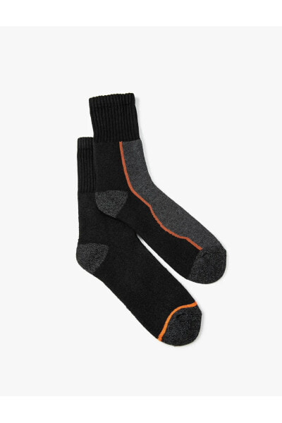 2'li Kalın Soket Çorap Seti Dokulu Geometrik Desenli