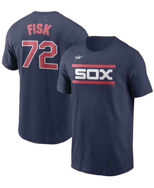 Men's Carlton Fisk Navy Chicago White Sox Cooperstown Collection Name and Number T-shirt