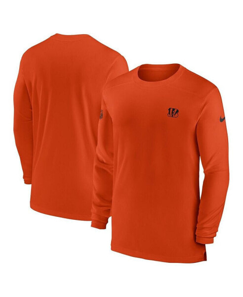 Men's Orange Cincinnati Bengals Sideline Coach Performance Long Sleeve T-shirt