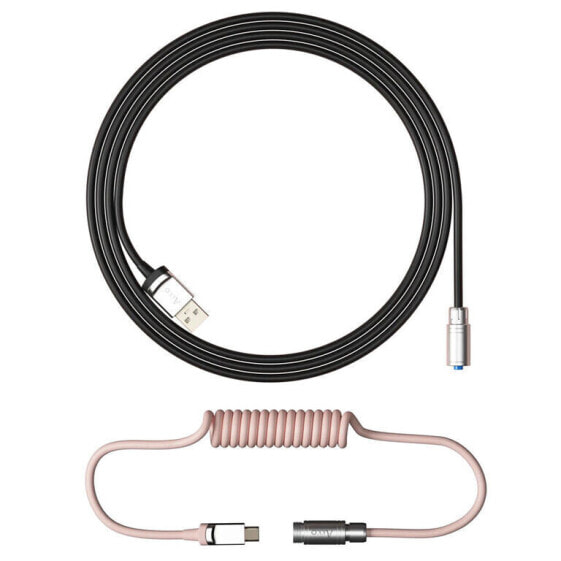 AKKO Custom Coiled Aviator Cable V2, USB-C auf USB-A - schwarz/pink