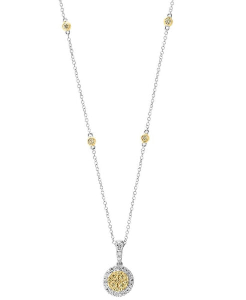 EFFY Collection eFFY® White and Yellow Diamond 18" Pendant Necklace (5/8 ct. t.w.) in 14k White & Yellow Gold