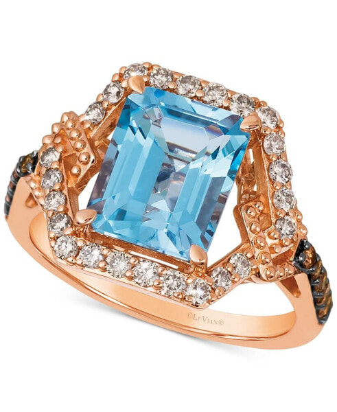 Blue Topaz (3-1/2 ct. t.w.) & Diamond (5/8 ct. t.w.) Statement Ring in 14k Rose Gold