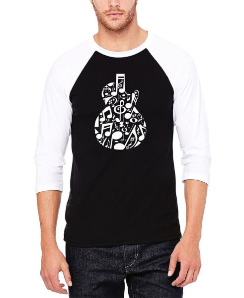 Men's Music Notes Guitar Raglan Baseball Word Art T-shirt