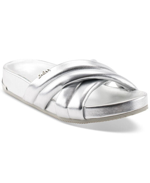 Women's Indra Criss Cross Strap Foot Bed Slide Sandals, Created for Macy's