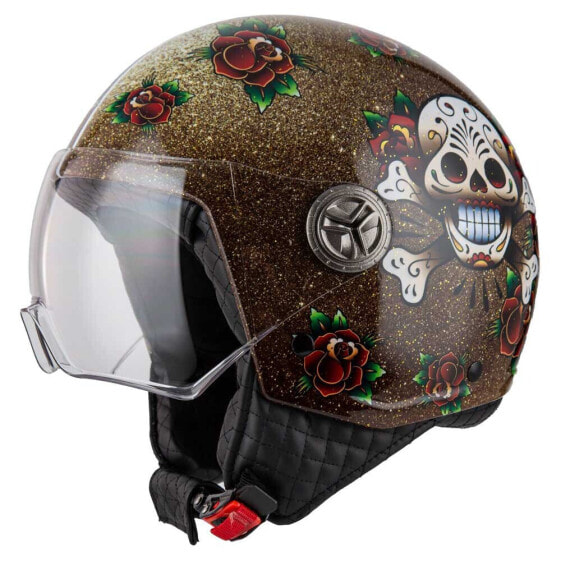 Шлем открытого типа NZI Zeta 2 Skull 'N Roses