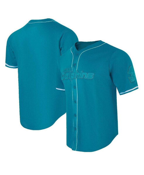 Men's Aqua Miami Dolphins Triple Tonal Mesh Button-Up Shirt