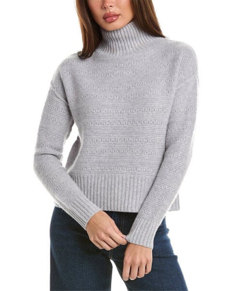 Forte Cashmere Crop Textured Mock Cashmere Sweater Women's