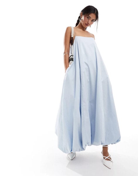 Ghospell puffball bubblehem midaxi dress in powder blue