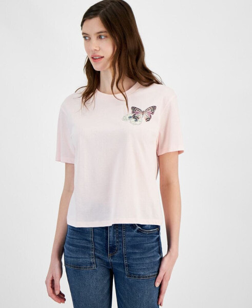 Juniors' Butterfly Graphic T-Shirt