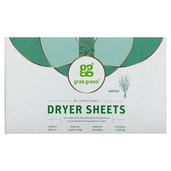 Dryer Sheets, Vetiver, 80 Compostable Sheets