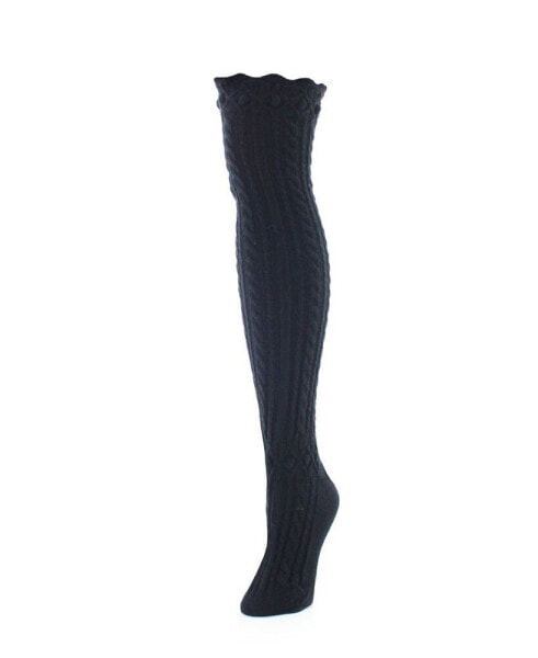 Women's Dotty Diamond Chunky Knit Over-The-Knee Warm Socks