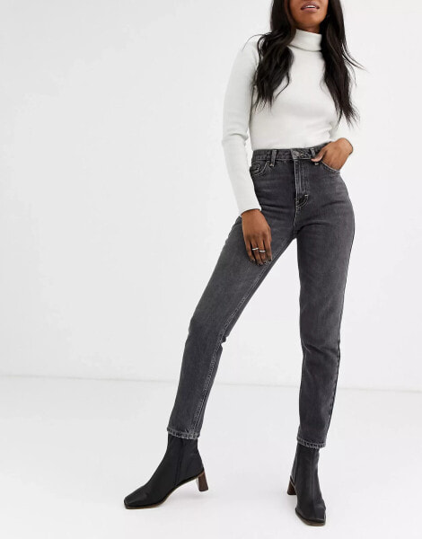 Topshop Original high rise Mom jeans in washed black