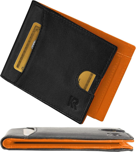 KRONIFY RFID Slim Wallet with Coin Compartment, TÜV Tested, 9 Card Slots, Elegant Gift Box, NFC Protection Sw, black