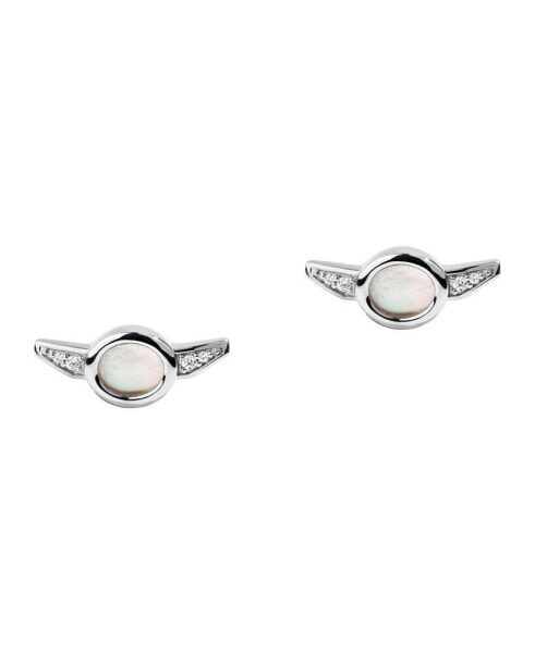 Grogua Diamond Accent and Mother of Pearl Earrings (1/20 ct. t.w.) in Sterling Silver