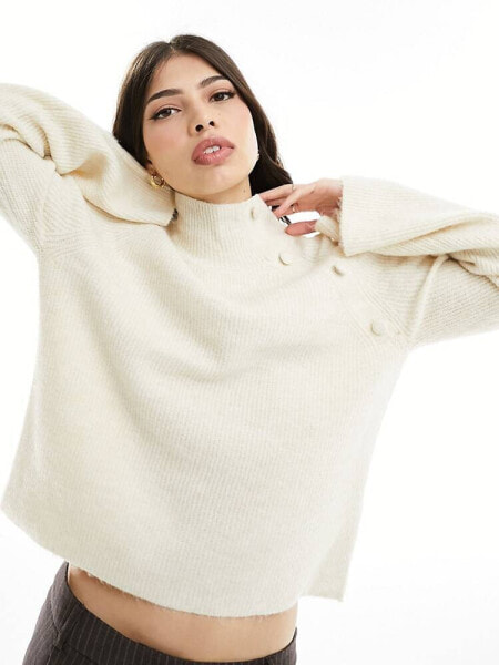 Vero Moda high neck jumper with wide sleeve in cream