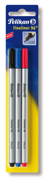 Pelikan Fineliner 96 - Black - Blue - Red - Fine - 0.4 mm - Germany - Blister - 3 pc(s)