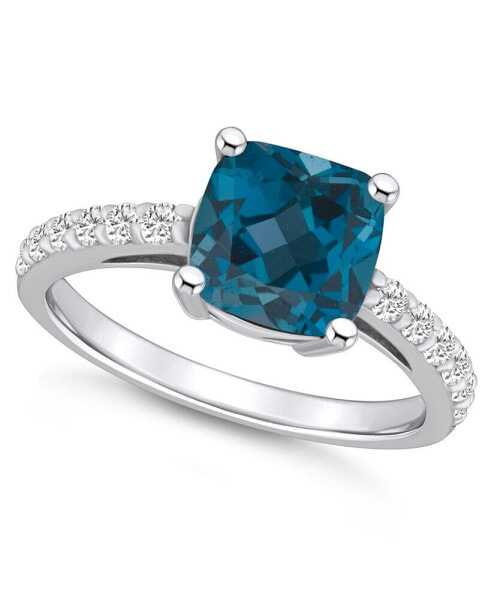 London Blue Topaz (2-3/4 Ct. T.W.) and Diamond (1/3 Ct. T.W.) Ring in 14K White Gold