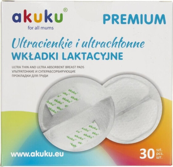 Akuku Akuku Wkładki laktacyjne ultracienkie i ultrachłonne - 30 sztuk