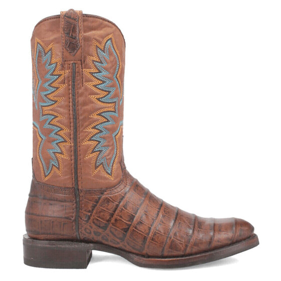 Dingo Trail Boss Embroidered Gator Print Round Toe Cowboy Mens Brown Casual Boo