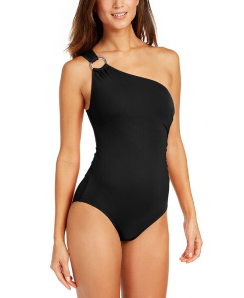 Embellished One-Shoulder Underwire One-Piece Swimsuit