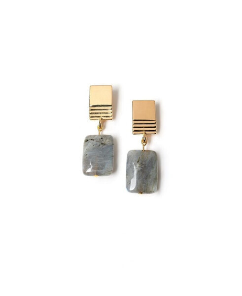 Layered Square + Labradorite Earrings