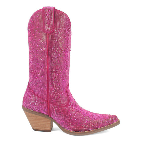 Dingo Silver Dollar Rhinestone Round Toe Cowboy Womens Pink Casual Boots DI570-