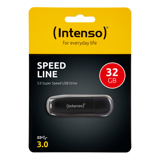Intenso Speed Line, 32 GB, USB Type-A, 3.2 Gen 1 (3.1 Gen 1), 70 MB/s, Cap, Black