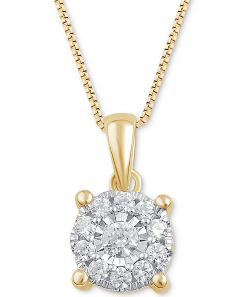 Macy's diamond Halo 18" Pendant Necklace (1/3 ct. t.w.) in 14k White, Yellow or Rose Gold