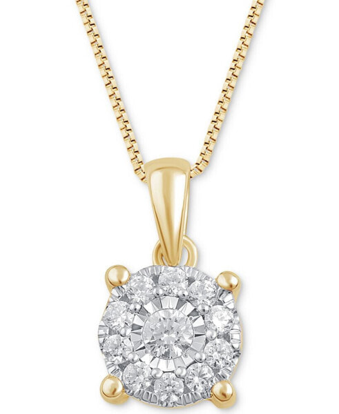 Diamond Halo 18" Pendant Necklace (1/3 ct. t.w.) in 14k White, Yellow or Rose Gold