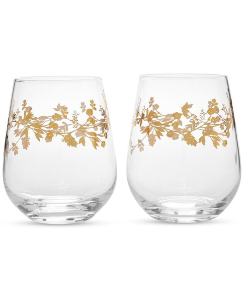 Gilded Stemless Wine Glass, Set of 2, Created for Macy's