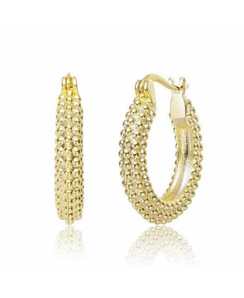 14K Gold Plated Ribbed Hoop Earrings