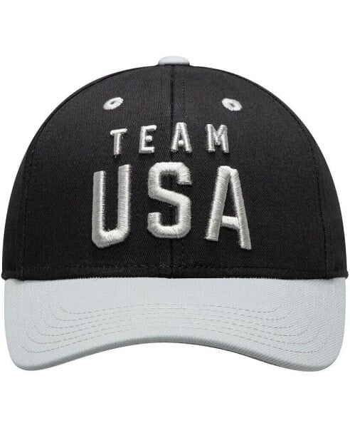 Big Boys Black and Gray Team USA Latitude Two-Tone Structured Adjustable Snapback Hat