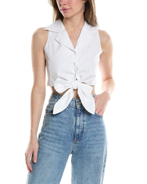 70/21 Tie Front Crop Top Women's White L