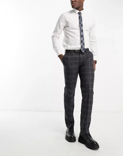 Harry Brown slim fit suit trousers in grey check