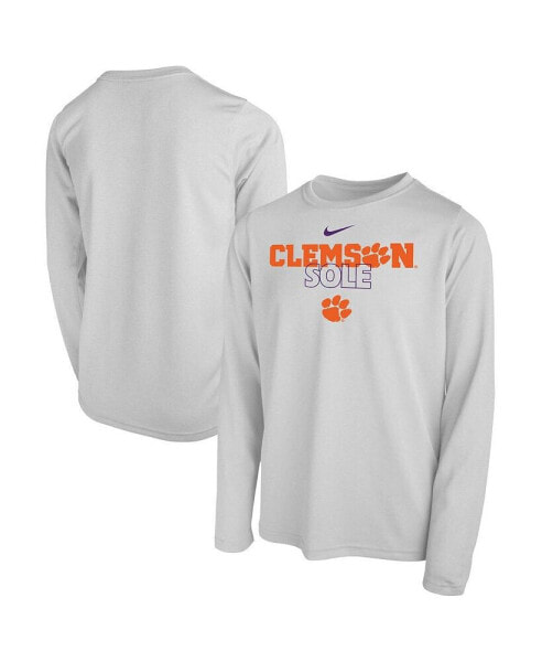 Big Boys and Girls White Clemson Tigers 2023 On Court Sole Bench T-shirt