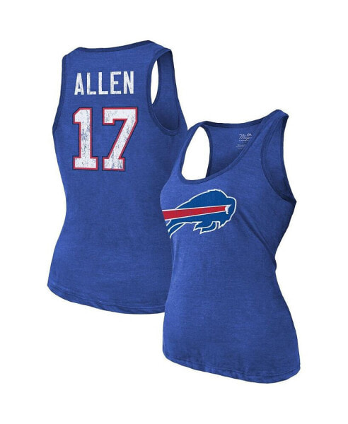 Women's Threads Heathered Royal Buffalo Bills Name and Number Tri-Blend Tank Top