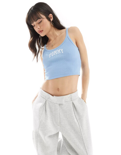 Tommy Jeans varsity logo tank top in baby blue