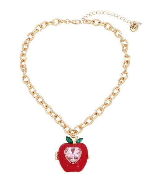 Faux Stone Back To School Apple Pendant Necklace