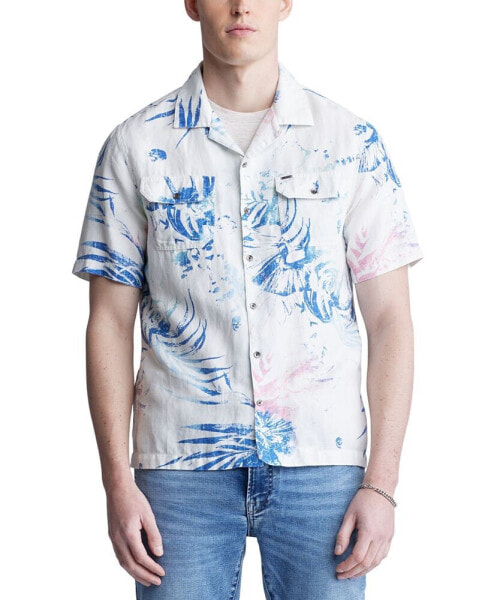 Men's Salaman Printed Short Sleeve Button-Front Camp Shirt