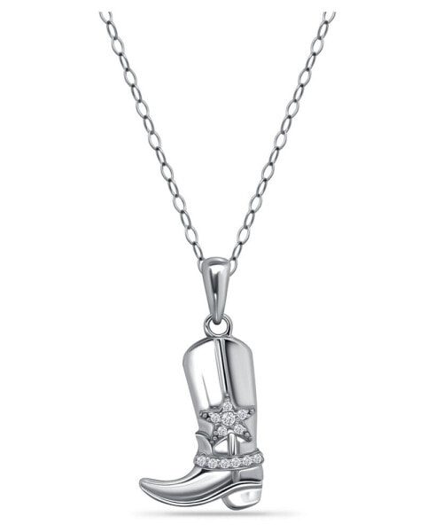 Giani Bernini cubic Zirconia Cowboy Boot with Sheriff Star Pendant Necklace in Sterling Silver