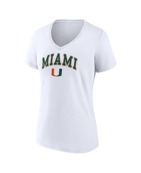 Women's White Miami Hurricanes Evergreen Campus V-Neck T-shirt