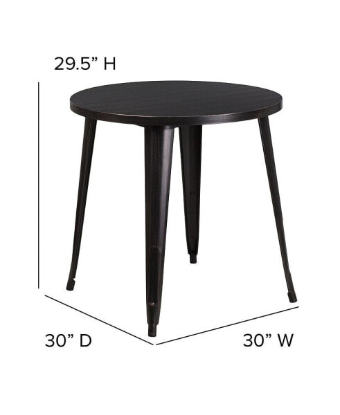 Commercial Grade 30" Round Colorful Metal Indoor-Outdoor Dining Table