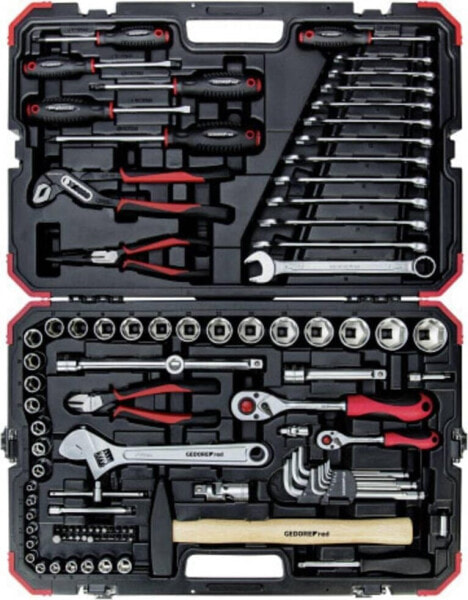 Zestaw narzędzi Gedore Gedore Red tool and socket set 1/4 "+ 1/2", 100-piece, tool set (red / black, with Shift-creaking, SW 4mm - 32mm)